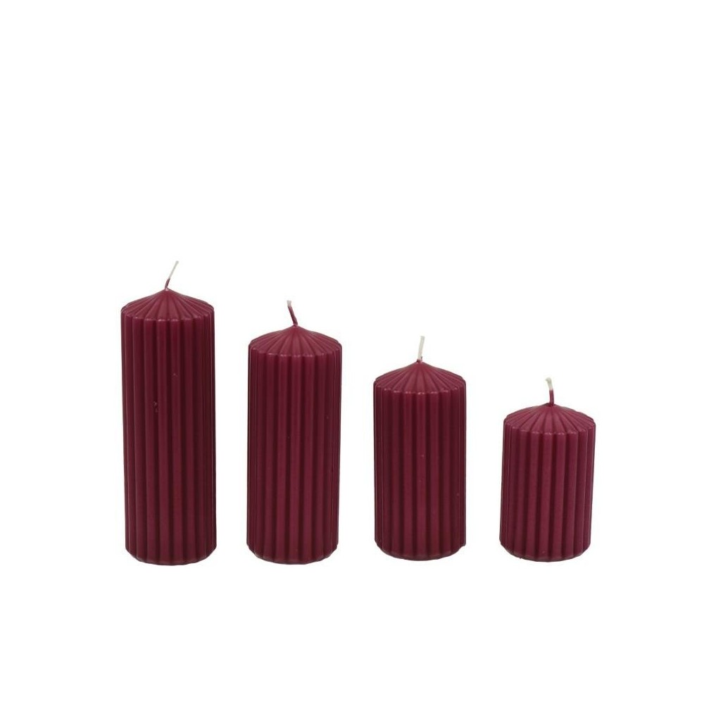 SET 4 CANDELE MOCCOLO RIGATE BORDEAUX H.14